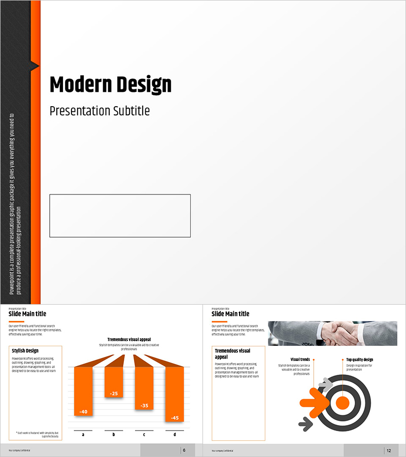 모던 디자인 프레젠테이션 템플릿 – 세련된 시각적 요소