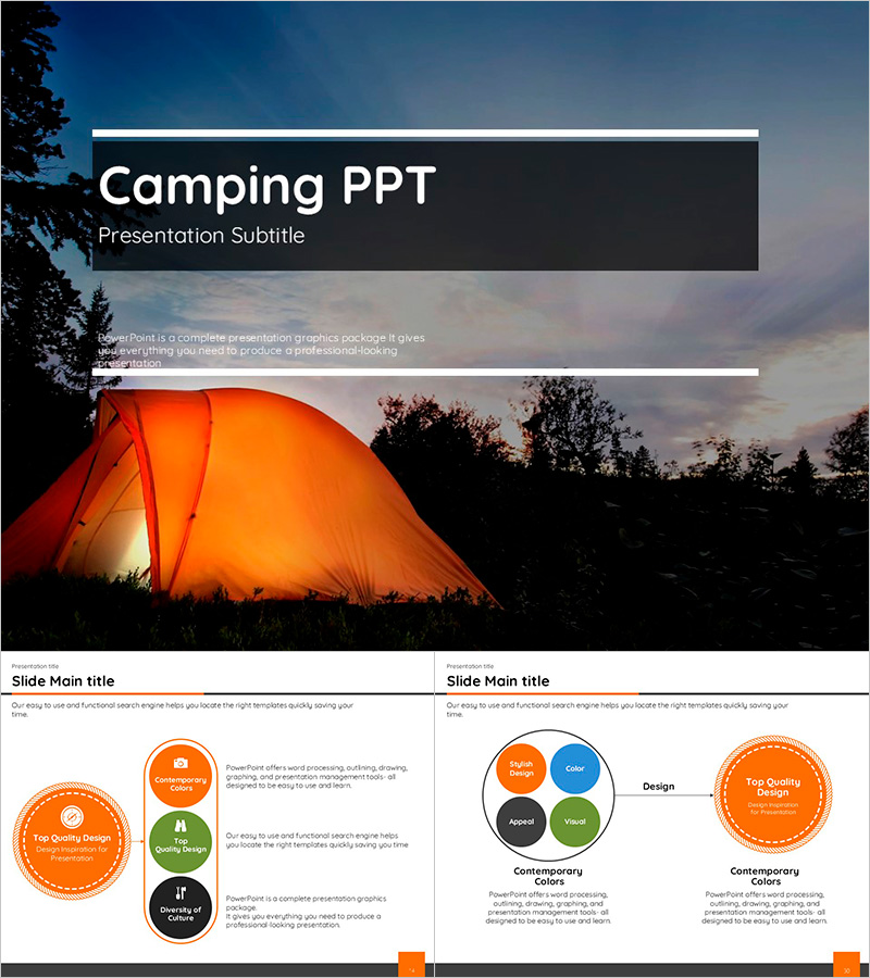 가족 캠핑 여행 PPT 템플릿 – 자연과 모험을 담은 디자인