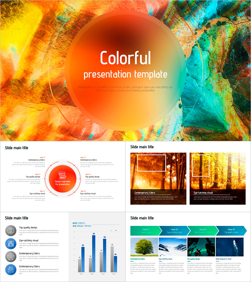 컬러풀 와이드 프레젠테이션 템플릿 – 생동감 넘치는 디자인