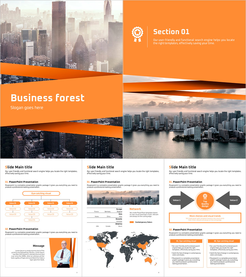 비지니스 숲 세로형 템플릿 – 현대적이고 세련된 디자인