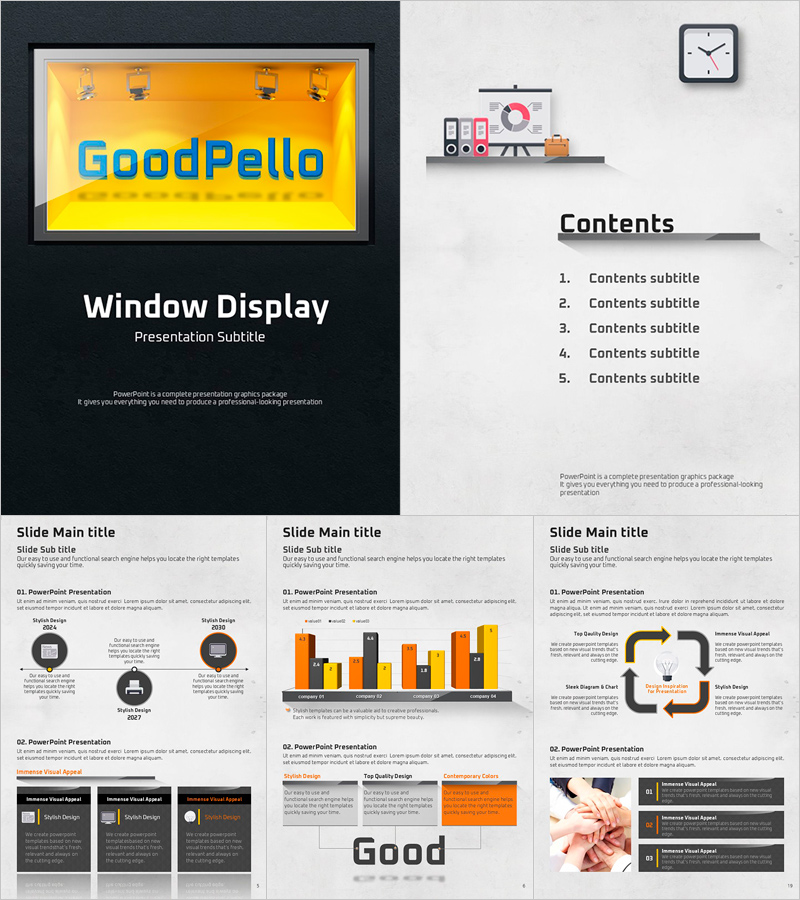 쇼윈도 세로형 프레젠테이션 템플릿 – 시선을 사로잡는 디자인