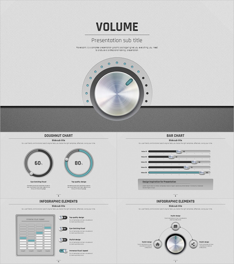 볼륨 프레젠테이션 템플릿 – 세련된 디자인의 와이드 레이아웃