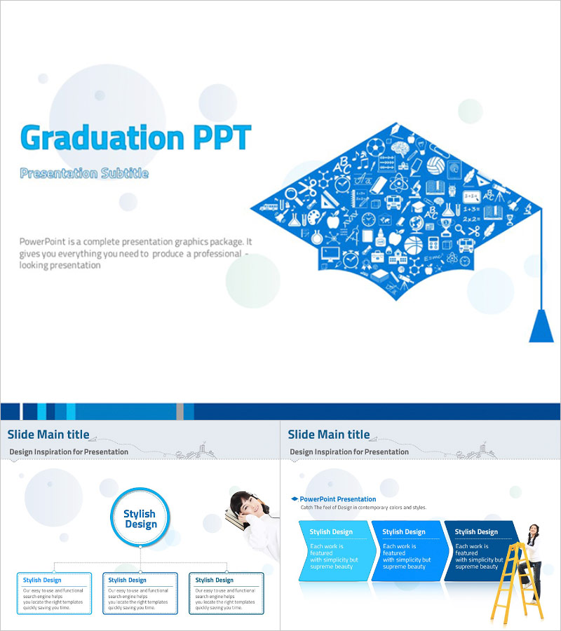 학사모 아이콘 템플릿 – 감각적인 교육 프레젠테이션 디자인