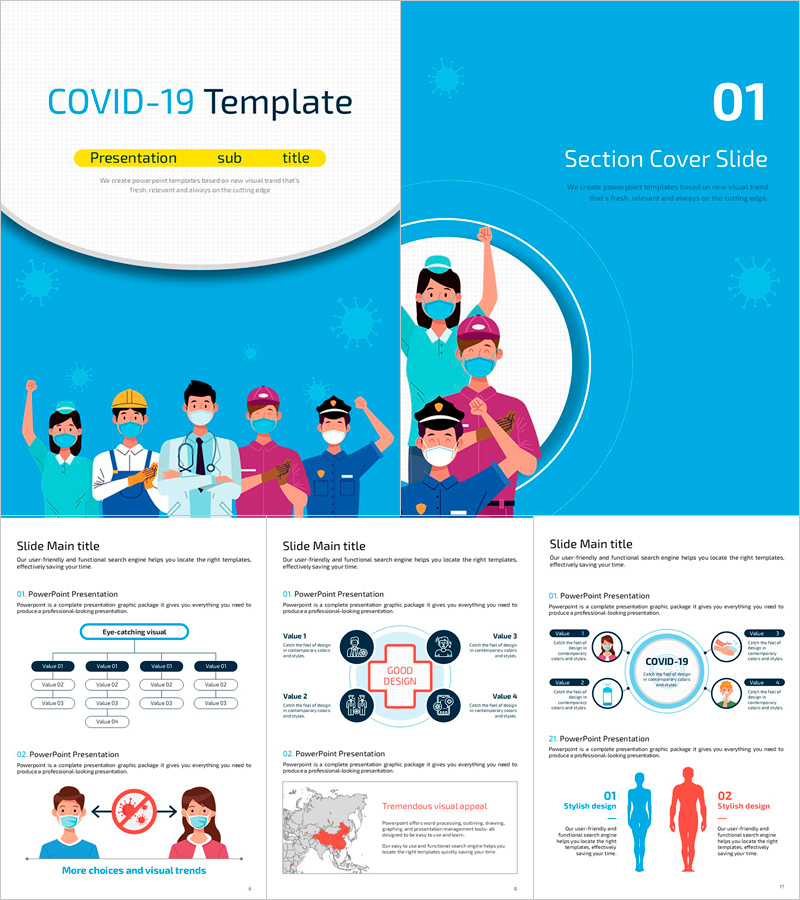 COVID-19 세로형 템플릿 – 감각적인 디자인으로 포스트 팬데믹 준비