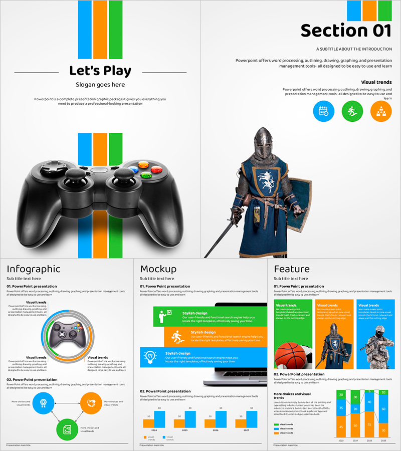 게임 소개 세로형 PPT – 다채로운 디자인으로 시선을 사로잡다