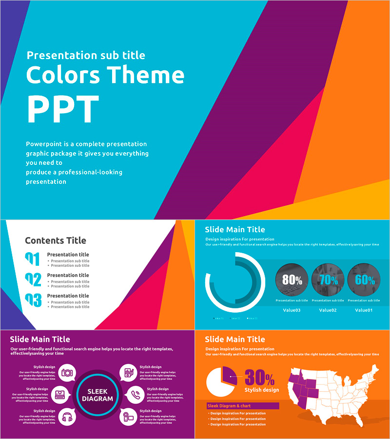 컬러 테마 와이드 피피티 – 화려한 시각적 팩터가 돋보이는 슬라이드