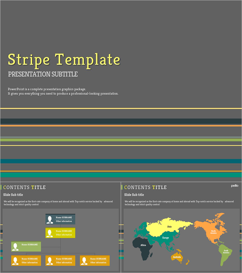Stripe PPT 템플릿 - 다양한 색상의 줄무늬 디자인