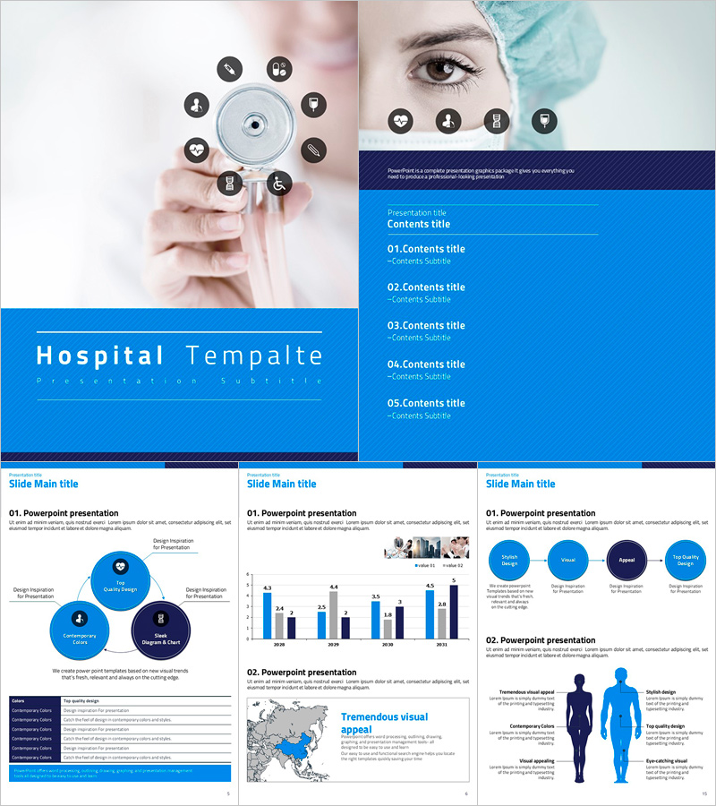 병원 세로형 PPT 템플릿 – 전문적이고 개성 있는 디자인