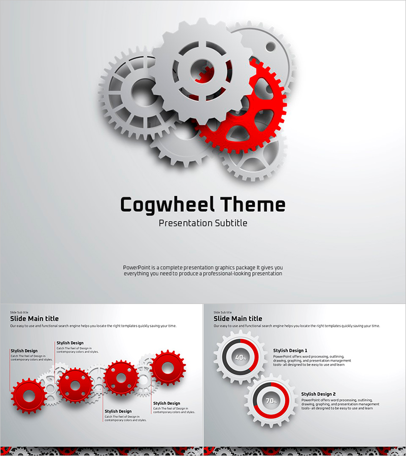 톱니바퀴 테마 프리젠테이션 템플릿 – 역동적인 디자인과 실용성