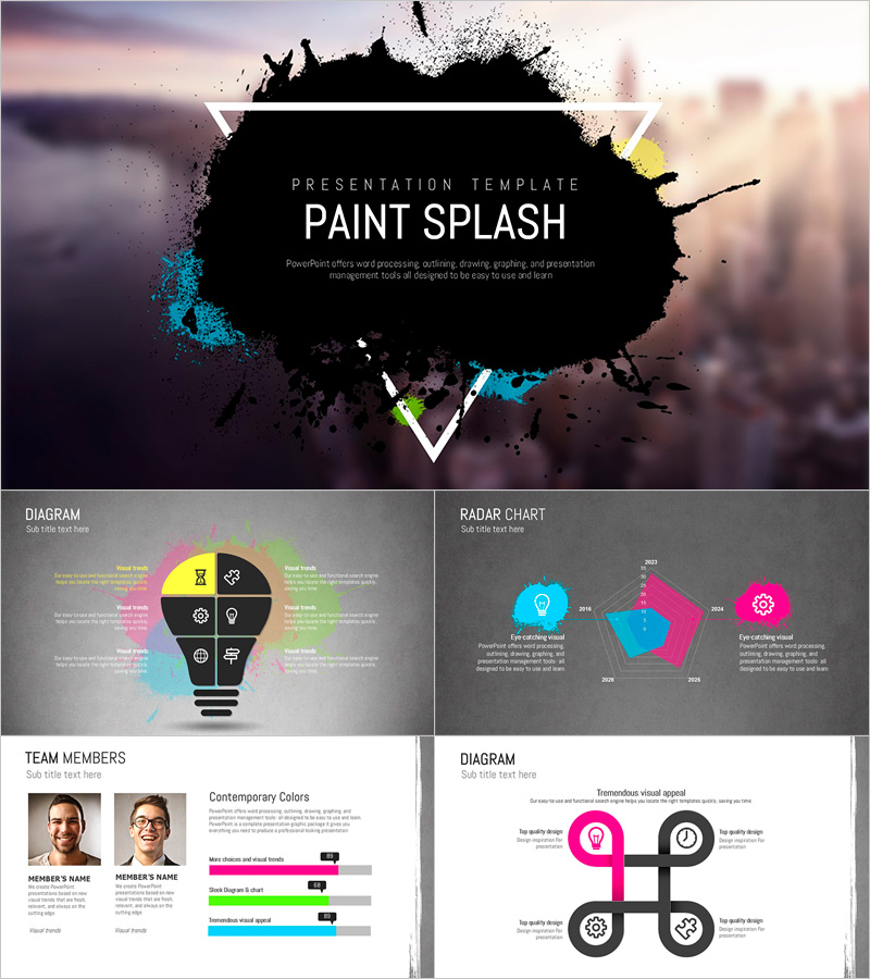 Paint Splash Presentation Template – Creatively Striking Wide Design