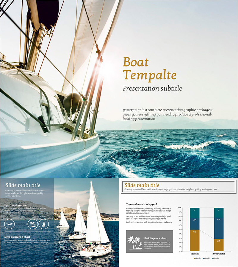 보트 바다 여행 PPT 템플릿 – 자연의 매력을 담은 디자인