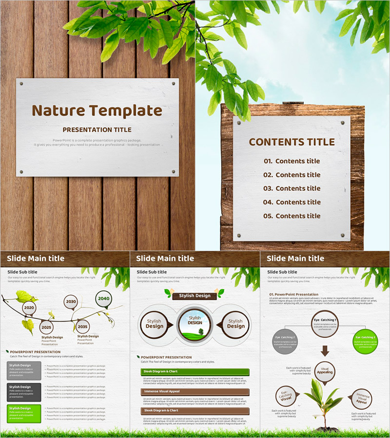 자연 테마 프레젠테이션 템플릿 – 세련되고 스타일리시한 디자인