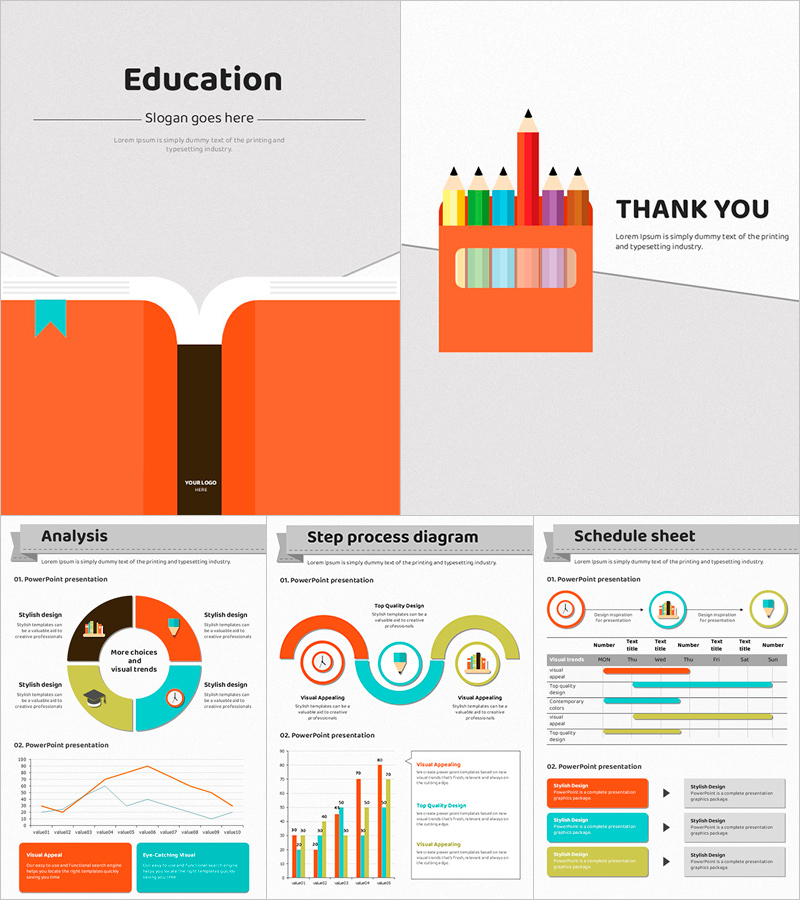 교육 세로형 파워포인트 템플릿 – 시각적으로 매력적인 디자인