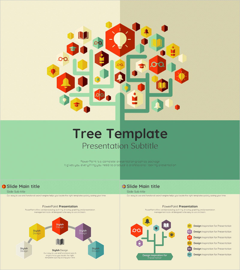 아이콘 나무 피피티 템플릿 – 교육에 최적화된 디자인