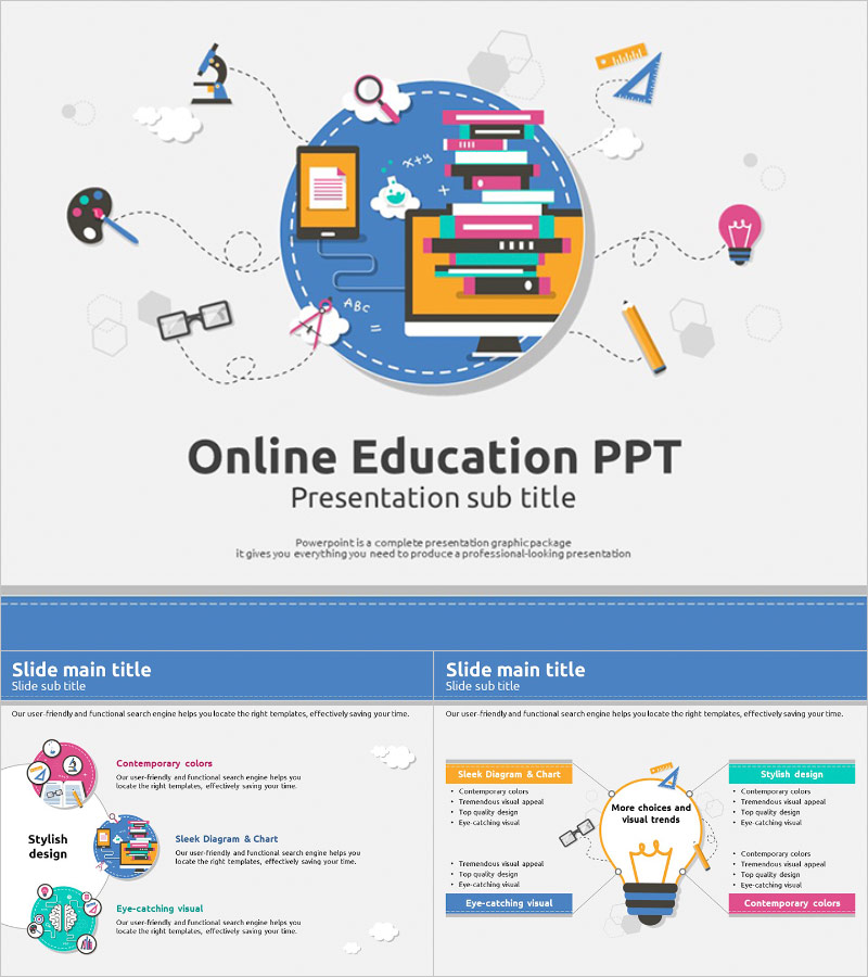 교육 아이콘 PPT 템플릿 – 화상 교육에 최적화된 디자인