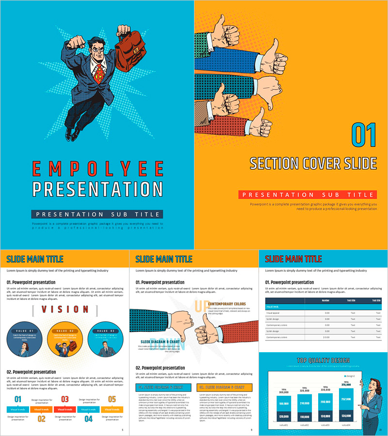 세로형 회사원 프레젠테이션 템플릿 – 창의적이고 활기찬 디자인