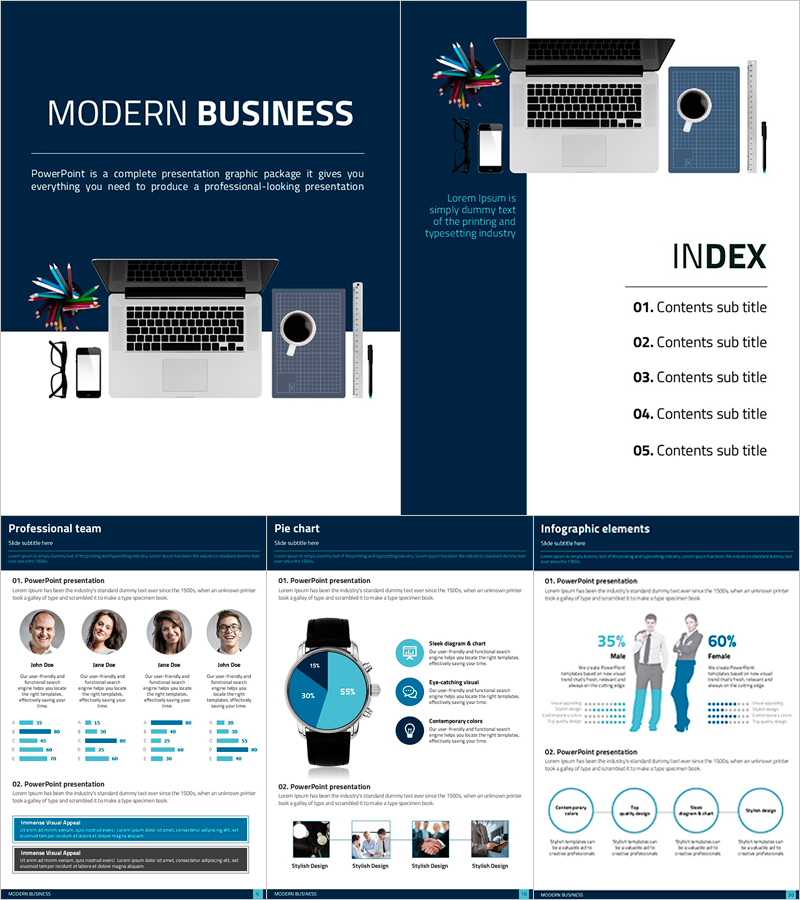 모던 비즈니스 세로형 프레젠테이션 – 전문적이면서 세련된 디자인