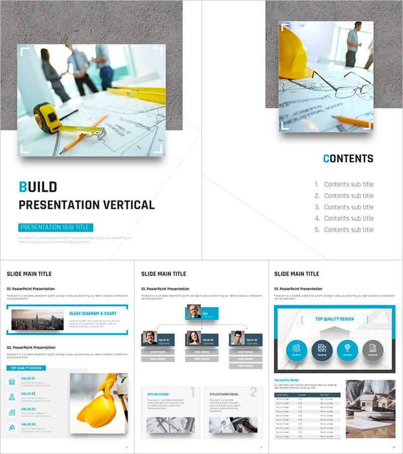건설 세로형 프레젠테이션 – 프로페셔널한 디자인 구성