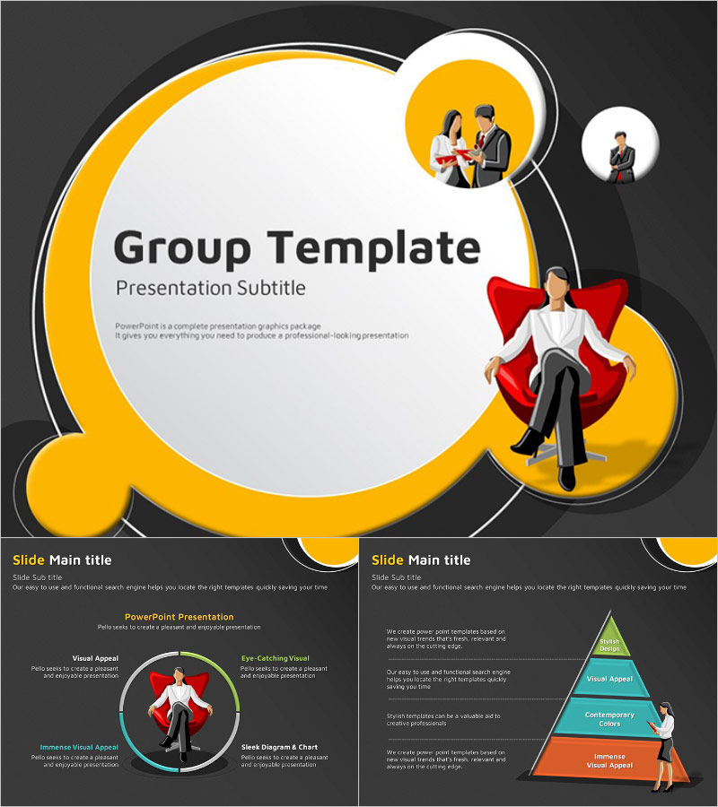 비즈니스 그룹 프레젠테이션 템플릿 – 전문적이고 세련된 디자인