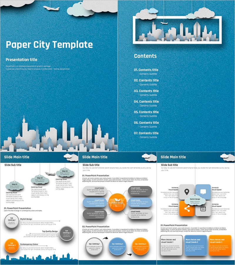 종이 도시 세로형 프레젠테이션 – 감각적이고 창의적인 슬라이드 구성