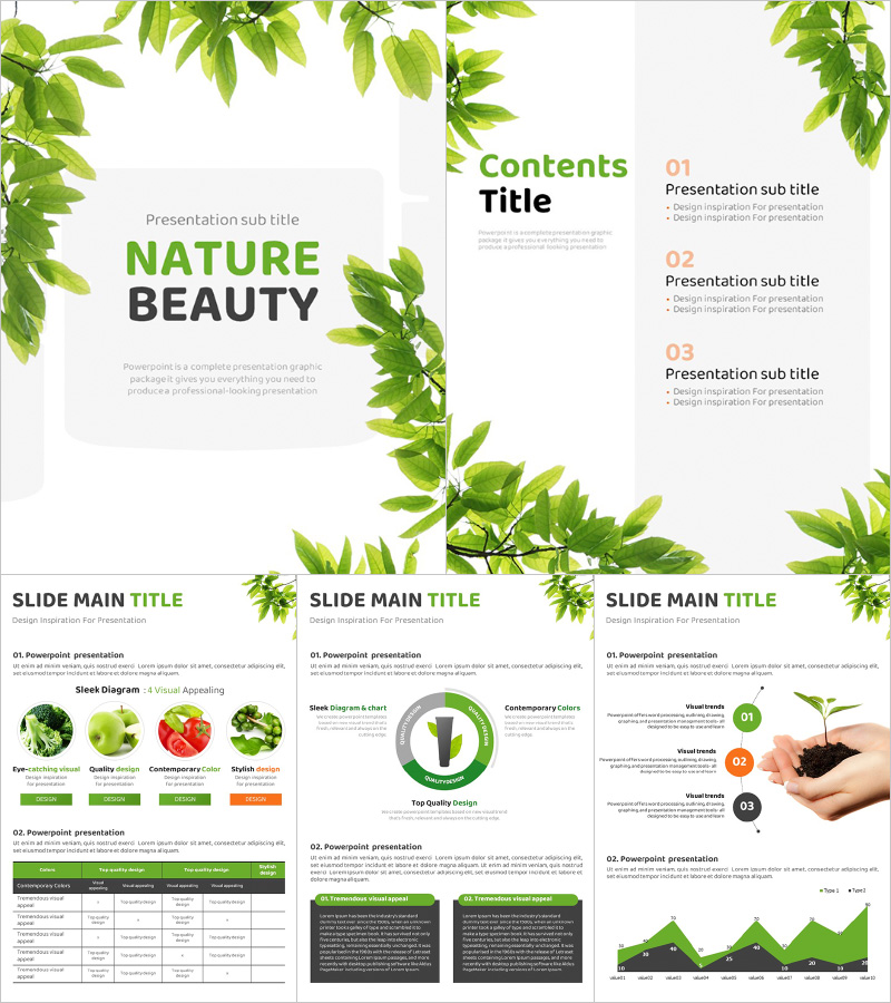 자연주의 화장품 세로형 PPT – 생동감 넘치는 친환경 디자인