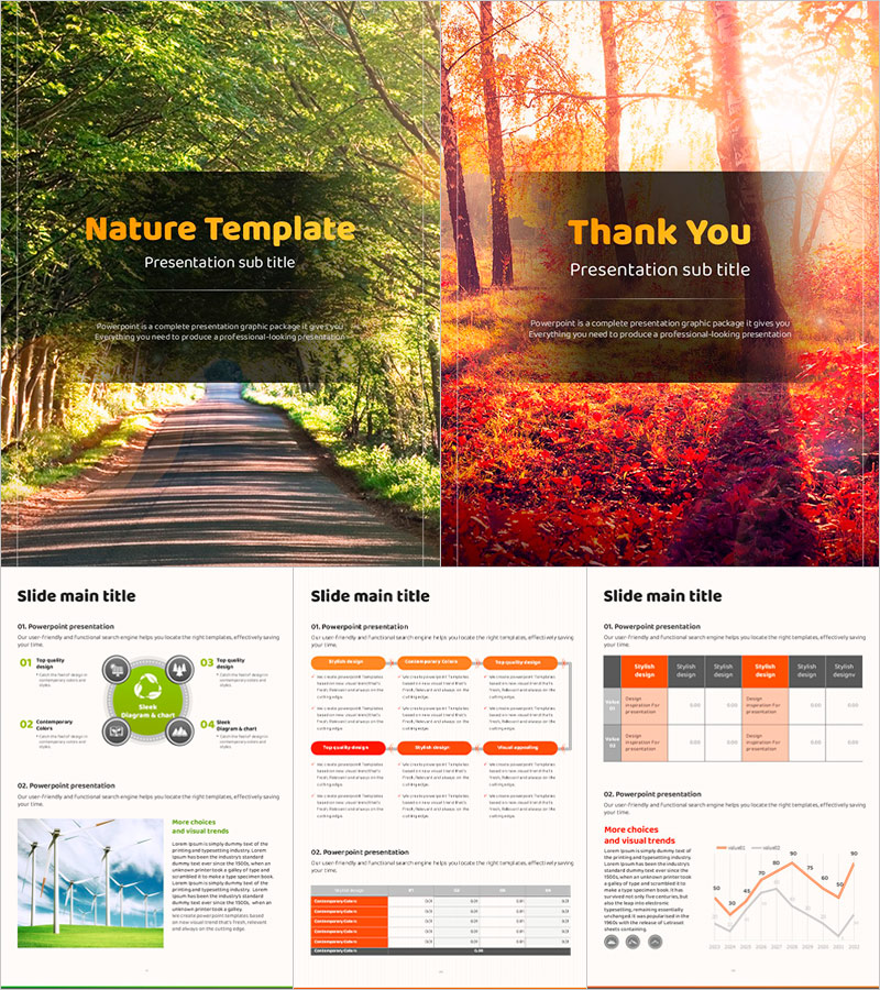 자연 컬러 세로형 프레젠테이션 템플릿 – 감각적인 디자인