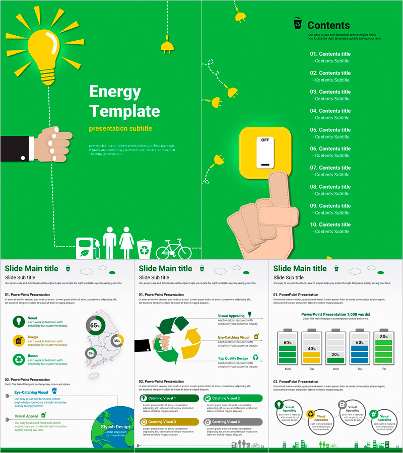 에너지 프레젠테이션 템플릿 – 현대적이고 매력적인 디자인