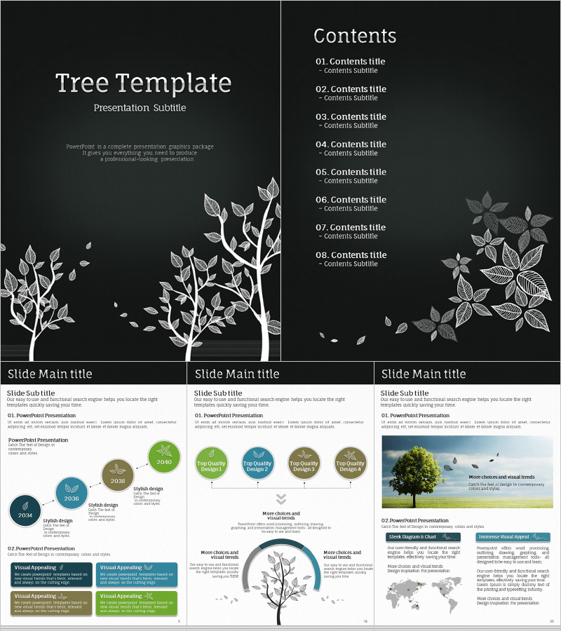 트리 프레젠테이션 템플릿 – 세련되고 시각적으로 매력적인 디자인