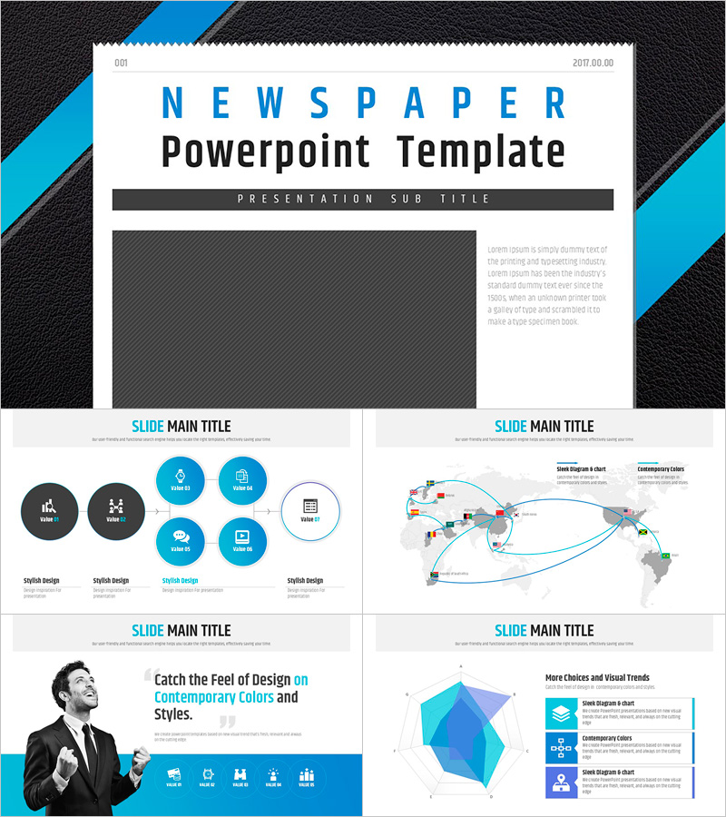 신문 프레젠테이션 템플릿 – 현대적인 디자인과 활용성