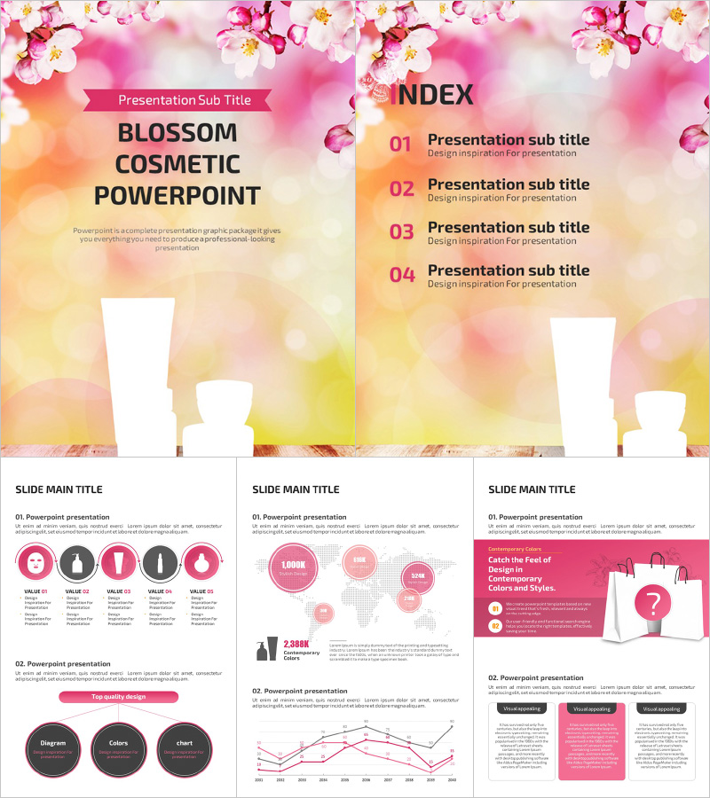 꽃 화장품 세로형 파워포인트 - 감각적이고 매력적인 디자인