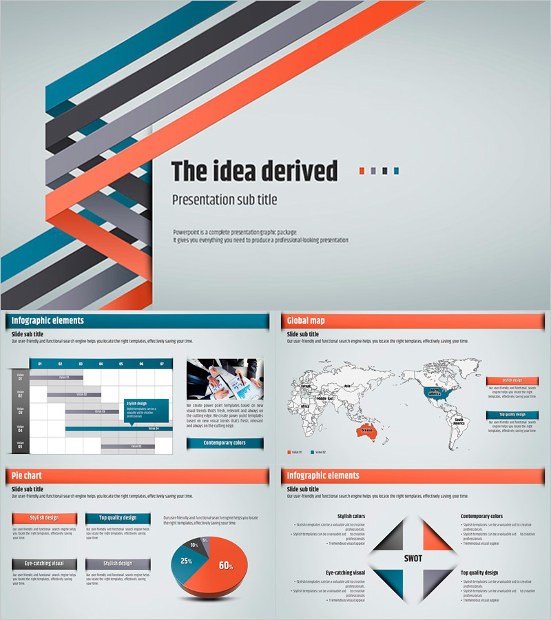 Four Idea Presentation Template – Stylish Wide Design