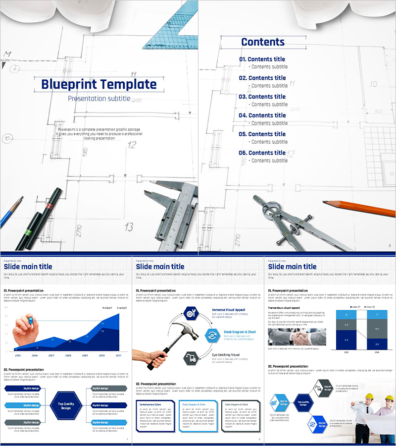 건축설계 세로형 PPT 템플릿 – 전문적이고 세련된 디자인