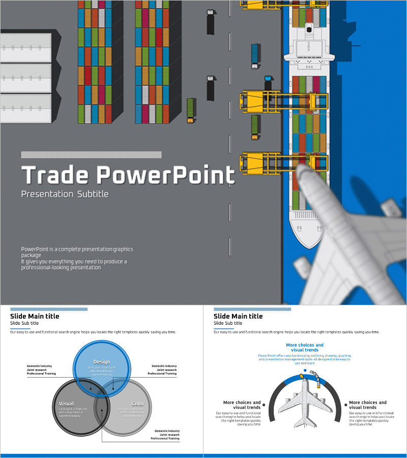 국제항구 프레젠테이션 템플릿 – 비즈니스 및 무역에 최적화된 디자인