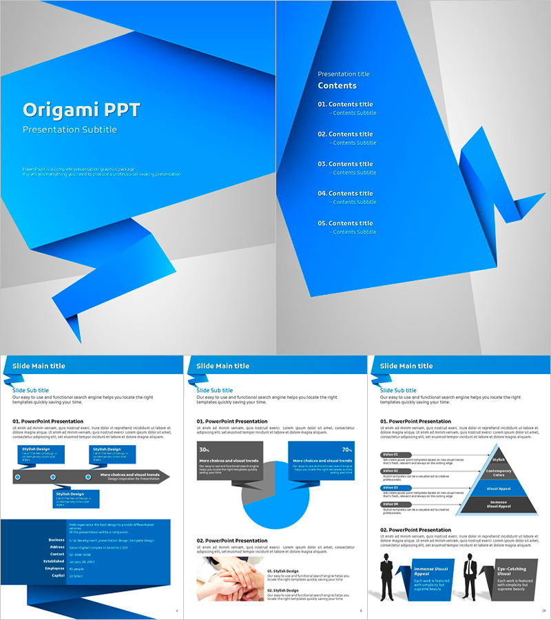 종이접기 세로형 PPT 템플릿 – 창의적이고 현대적인 디자인
