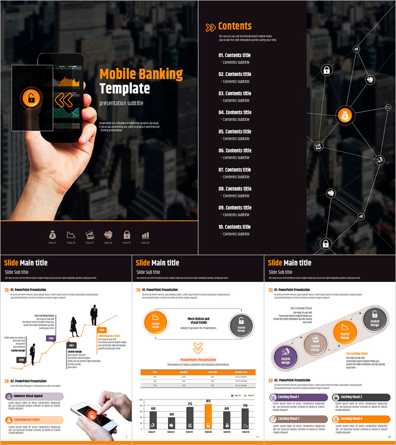 모바일 뱅킹 프레젠테이션 템플릿 – 직관적이고 세련된 디자인