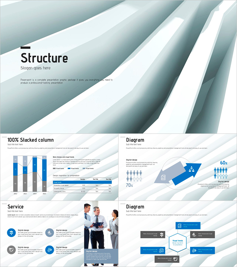 구조 파워포인트 와이드 템플릿 – 세련된 비즈니스 프레젠테이션을 위해