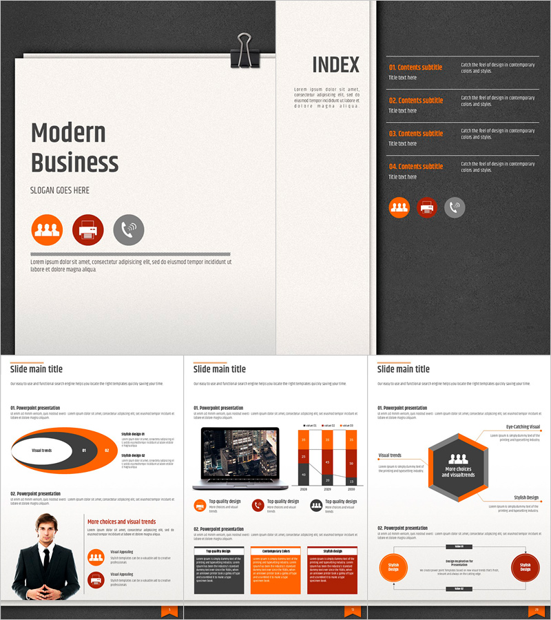 모던 비지니스 피피티 세로형 템플릿 – 직관적이고 세련된 디자인