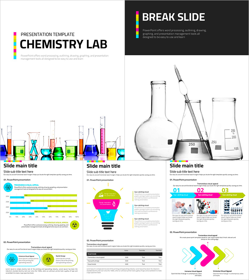 화학 실험실 세로형 프레젠테이션 템플릿 – 시각적 몰입감을 주는 디자인