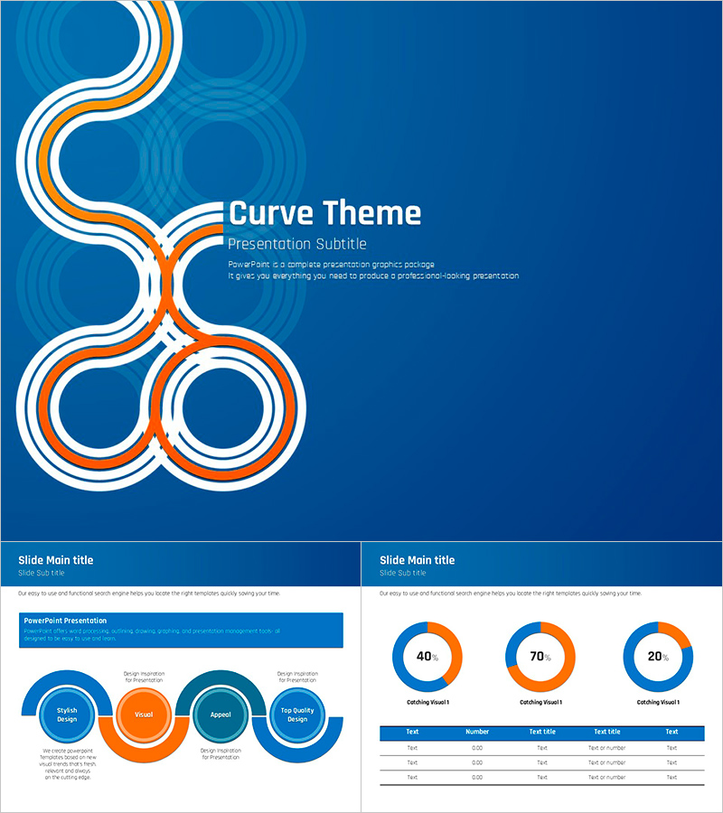 곡선 테마 블루 템플릿 – 시각적으로 매력적인 슬라이드 구성