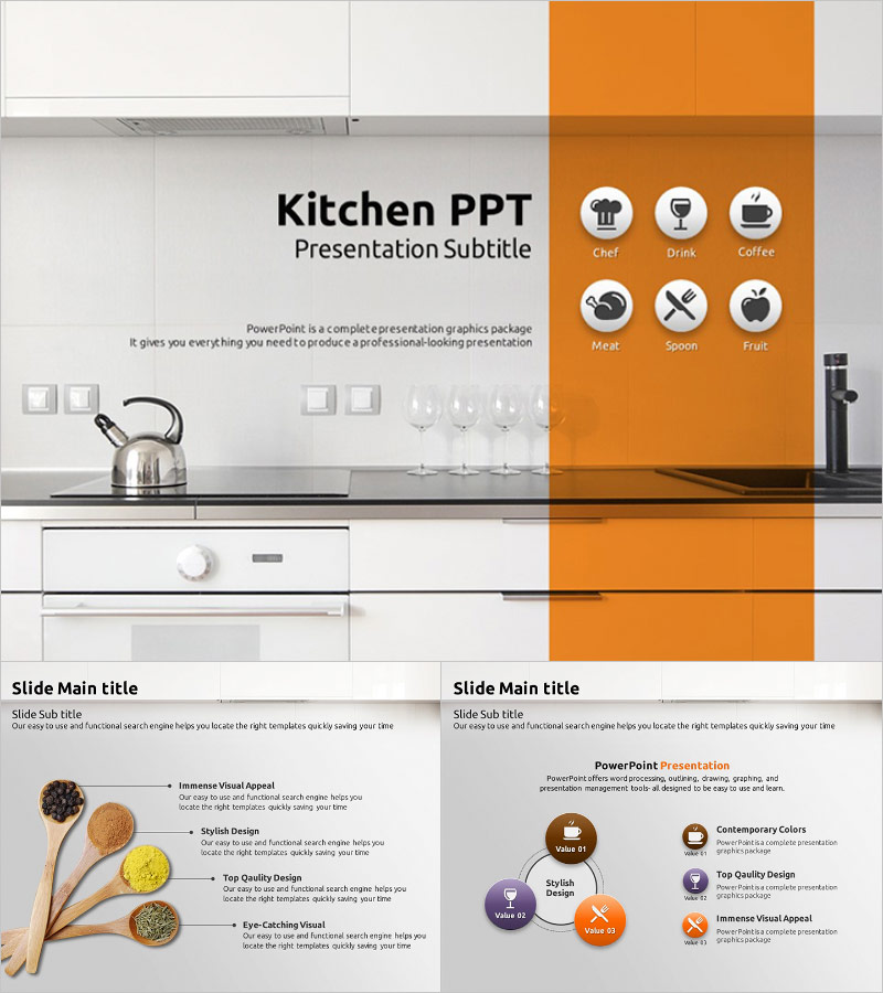 주방 디스플레이 피피티 템플릿 – 감각적이고 실용적인 디자인