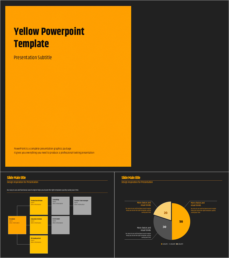 노란색 프레젠테이션 템플릿 – 눈에 띄는 색상과 모던한 디자인