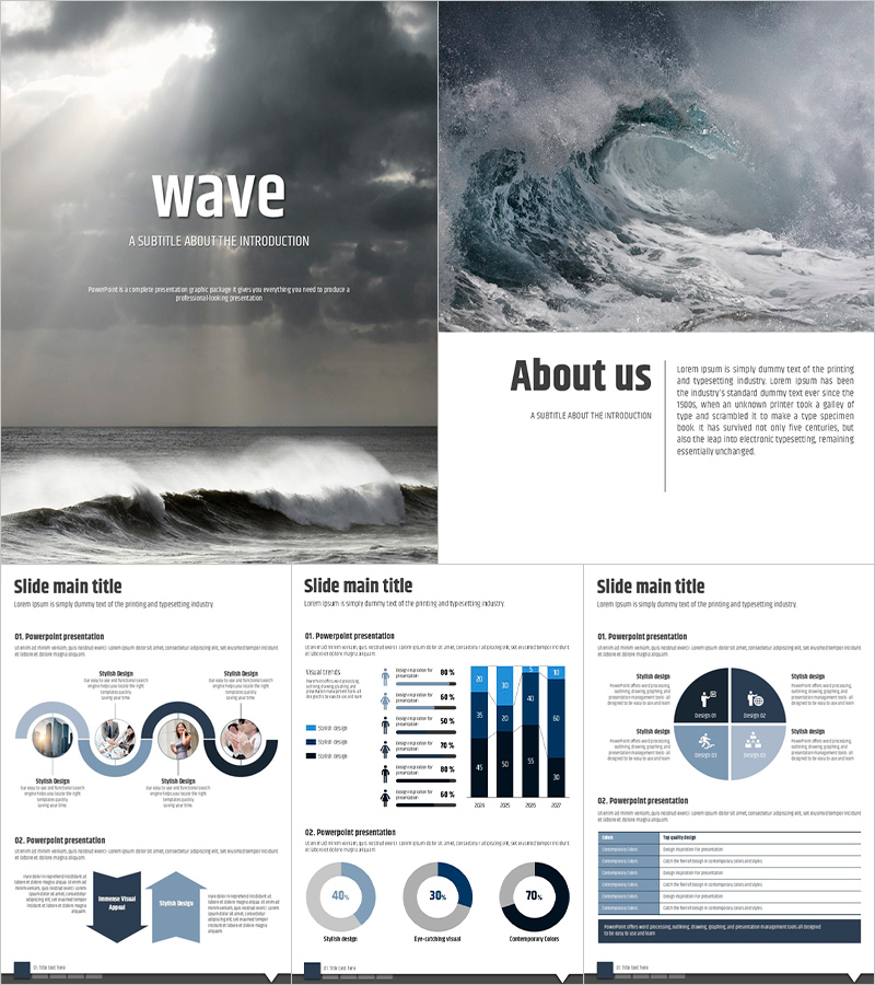 웅장한 전략 비지니스 세로형 템플릿 Wave Vertical PPT