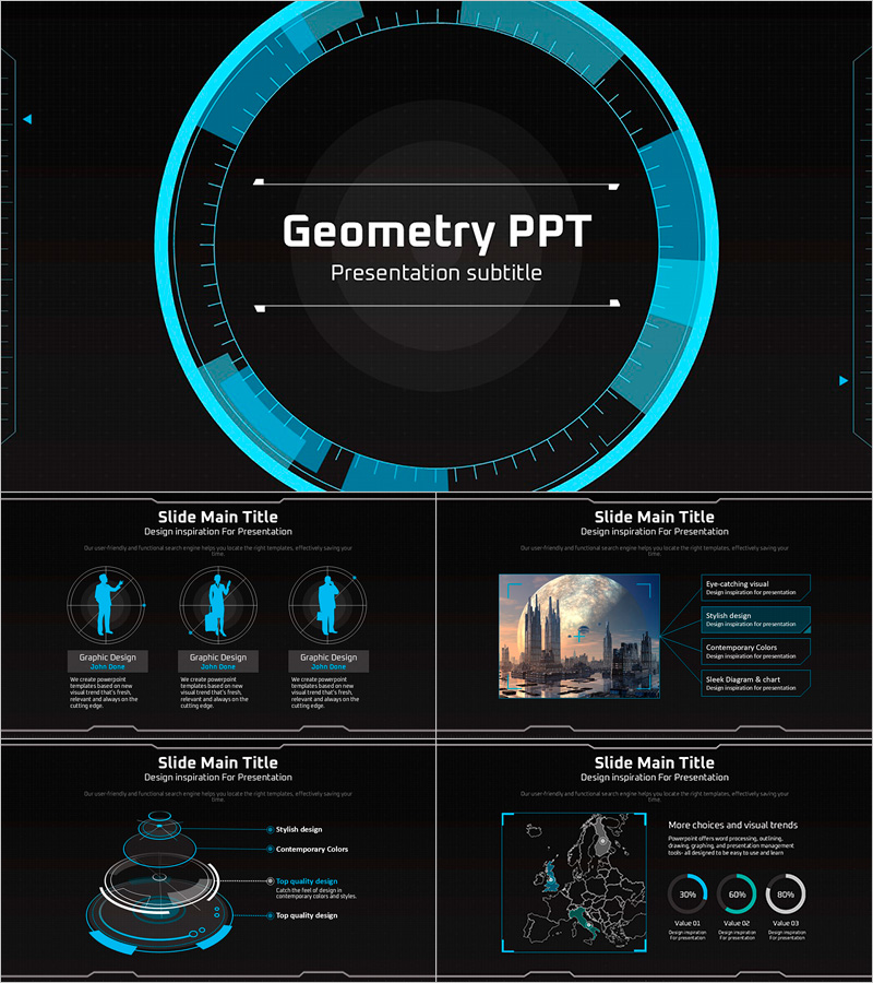 기하학 무늬 와이드 피피티 – 현대적이고 세련된 디자인