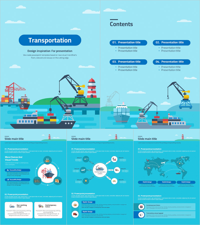 운송 세로형 PPT 템플릿 – 시선을 사로잡는 비주얼 디자인