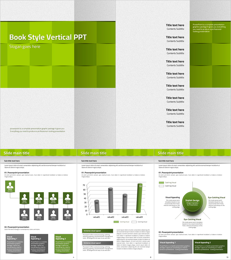 책 스타일 세로형 파워포인트 템플릿 – 선명하고 감각적인 디자인