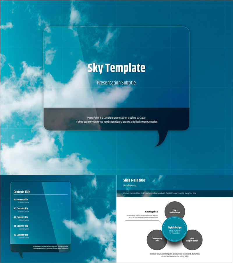 Sky Powerpoint Template – 투명한 하늘배경의 화사한 디자인