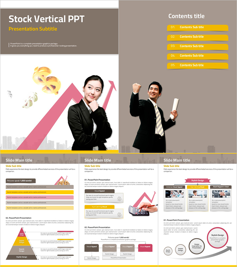 주식 세로형 PPT 템플릿 – 비즈니스 분석에 최적화된 디자인