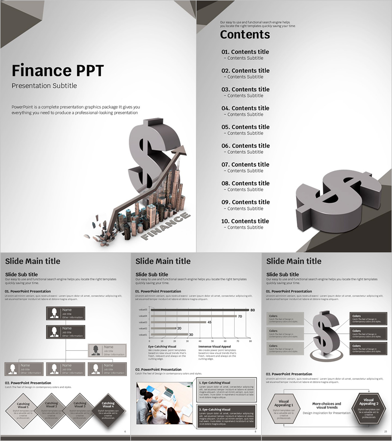 금융 그래프 컨셉 세로형 프레젠테이션 템플릿