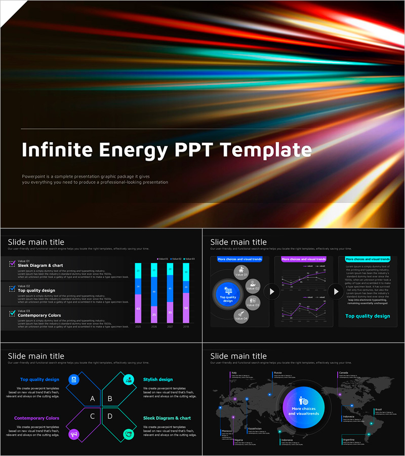 무한 에너지 프레젠테이션 템플릿 – 현대적이고 감각적인 디자인