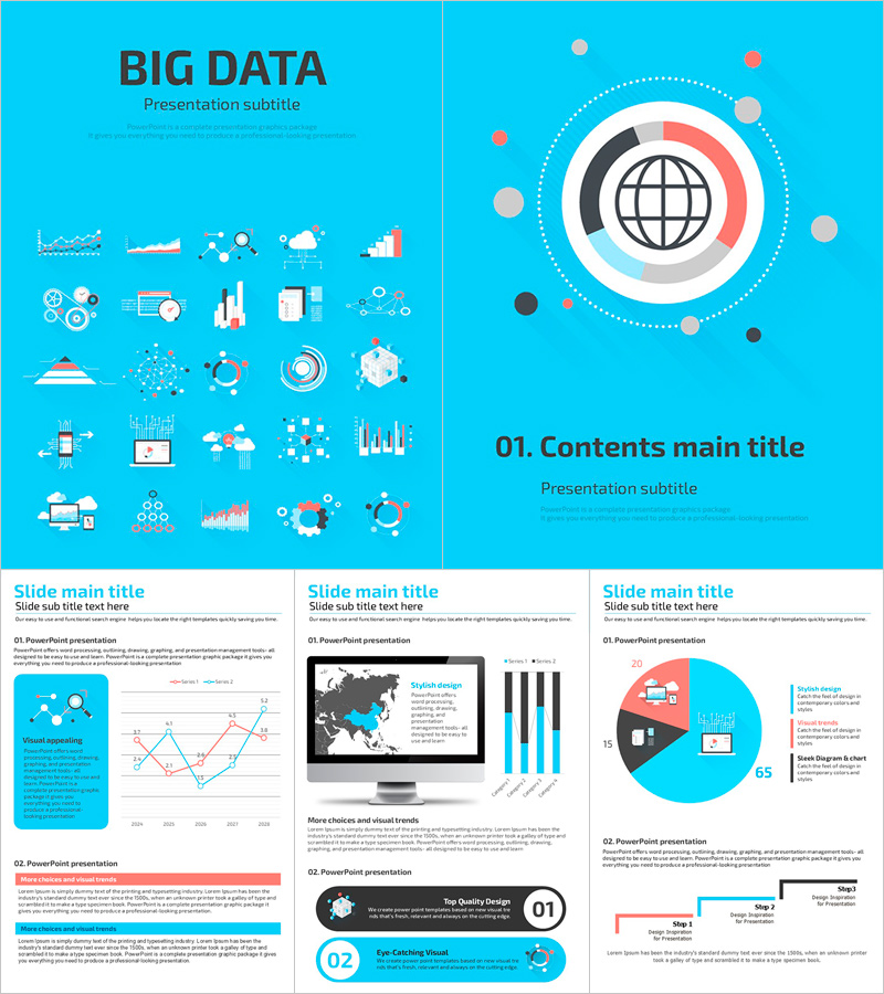 빅데이터 세로형 프레젠테이션 템플릿 – 시각적으로 매력적인 디자인